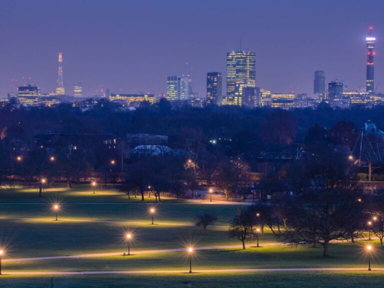 Primrose Hill in London at night